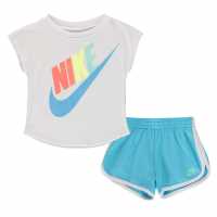 Nike Futura Top And Shorts Set Blue Fury Бебешки дрехи