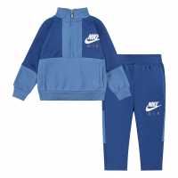 Nike Half Zip Top And Pants Set Baby Boys Dutch Blue Бебешки дрехи