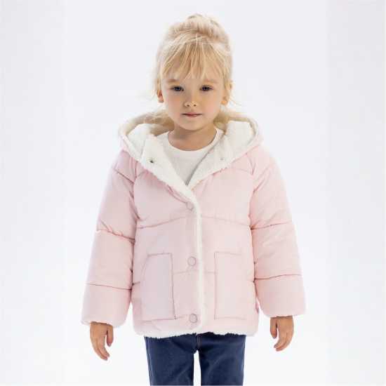 Ватирано Яке Baby Unisex Padded Jacket With Faux Fur Trim Light Pink  