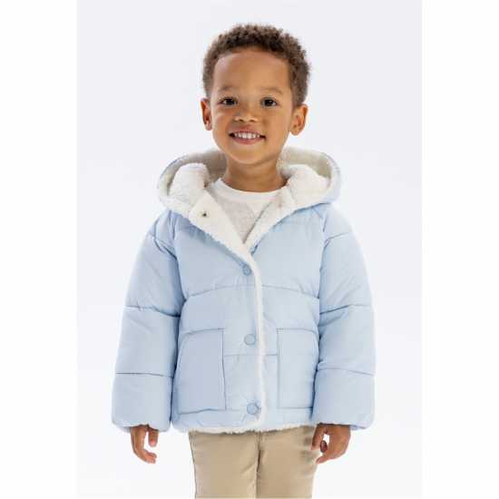Ватирано Яке Baby Unisex Padded Jacket With Faux Fur Trim Light Blue  