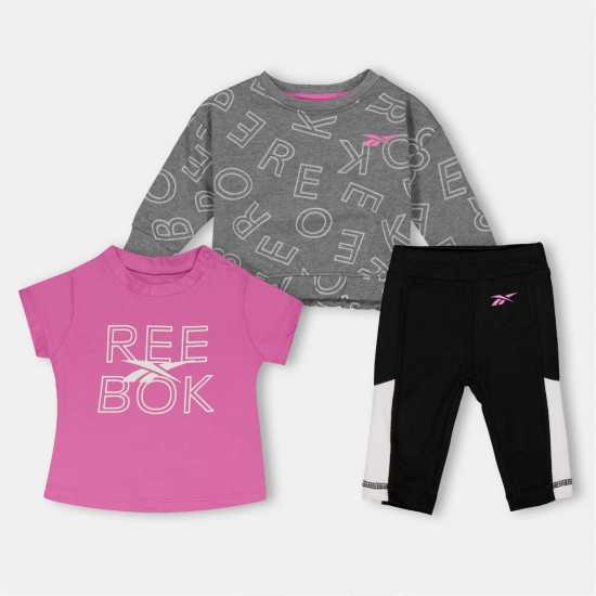 Reebok Lettr Lgg 3Pc Bb99 Светло сиво мех Бебешки дрехи