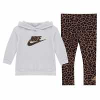 Nike Бебешки Комплект Момичета Fleece Hoodie And Leggings Set Baby Girls Archaeo Brown Бебешки дрехи