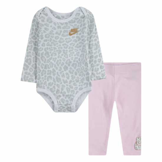 Nike Бебешки Комплект Момичета Leopard Bodysuit Set Baby Girls Pink Foam Бебешки дрехи