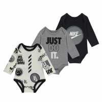 Nike 3 Pack Bodysuit Set Baby Boys Black Бебешки дрехи