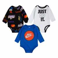 Nike 3 Pack Bodysuit Set Baby Boys Signal Blue Бебешки дрехи