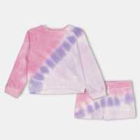 Reebok Tie Dye Top And Shorts Set Sachet Pink 