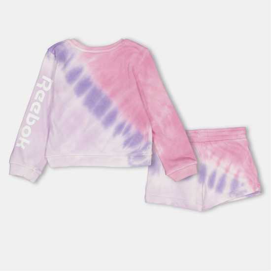 Reebok Tie Dye Top And Shorts Set Sachet Pink 