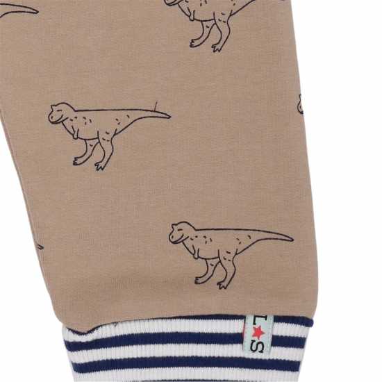 Lilly And Sid Dino Print Closed Hem Fleece Joggers  
