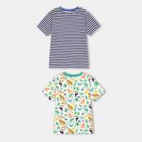 Lilly And Sid & Sid Multicoloured Animal Safari And Stripe Print T-Shirt - 2 Pack  Детски тениски и фланелки