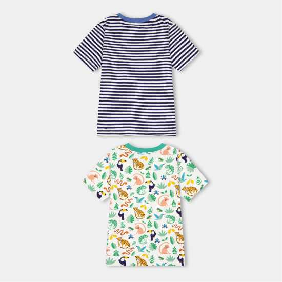 Lilly And Sid & Sid Multicoloured Animal Safari And Stripe Print T-Shirt - 2 Pack  Детски тениски и фланелки