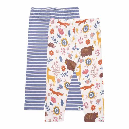 Lilly And Sid & Sid Multicoloured Animal Forest And Stripe Print Leggings - 2 Pack  Бебешки дрехи