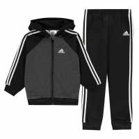Sale Adidas Stripe Fleece Tracksuit Babies Black/Grey/Wht Детски полар
