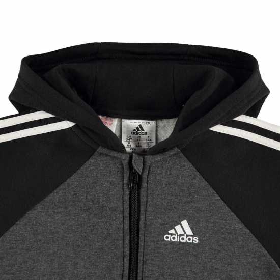 Adidas 3 Stripe Fleece Tracksuit Babies Black/Grey/Wht Детски полар
