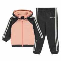 Sale Adidas Stripe Fleece Tracksuit Babies Pink/Charcoal Детски полар