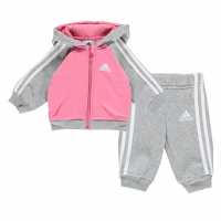 Sale Adidas Stripe Fleece Tracksuit Babies Pink/Grey Детски полар