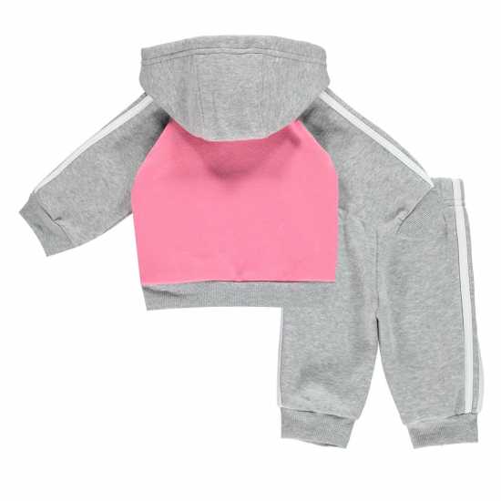 Adidas 3 Stripe Fleece Tracksuit Babies Pink/Grey Детски полар