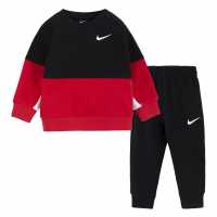 Nike Colour Block Sweatshirt And Joggers Set Baby Boys Black/Red Детски спортни екипи
