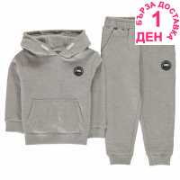 Soulcal Signature Oth And Jogger Set Babies 0-24 Mths Grey Marl Детски полар