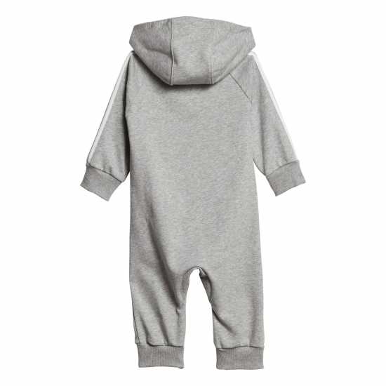 Adidas 3 Stripe Fleece Romper Unisex Babies Grey/White Бебешки дрехи