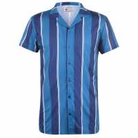 Soulcal Мъжка Тениска Print Shirt Mens Nvy/Teal Stripe Мъжко облекло за едри хора