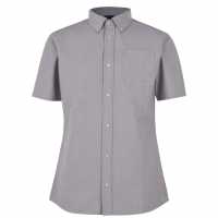 Firetrap Мъжка Риза Оксфорд Short Sleeve Oxford Shirt Mens Grey Мъжко облекло за едри хора