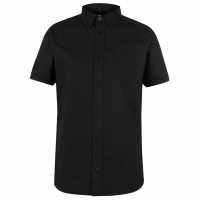 Firetrap Мъжка Риза Оксфорд Short Sleeve Oxford Shirt Mens Black Мъжко облекло за едри хора