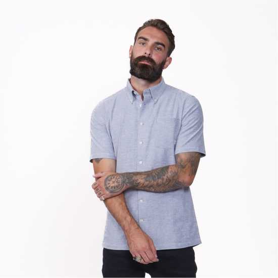 Firetrap Мъжка Риза Къс Ръкав Short Sleeve Shirt Mens Синьо Мъжки ризи