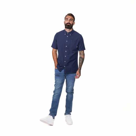Firetrap Мъжка Риза Къс Ръкав Short Sleeve Shirt Mens Морска синьо Мъжки ризи