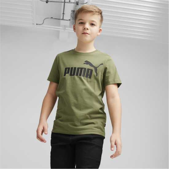 Puma Logo T-Shirt Juniors Тъмно мох Детски тениски и фланелки