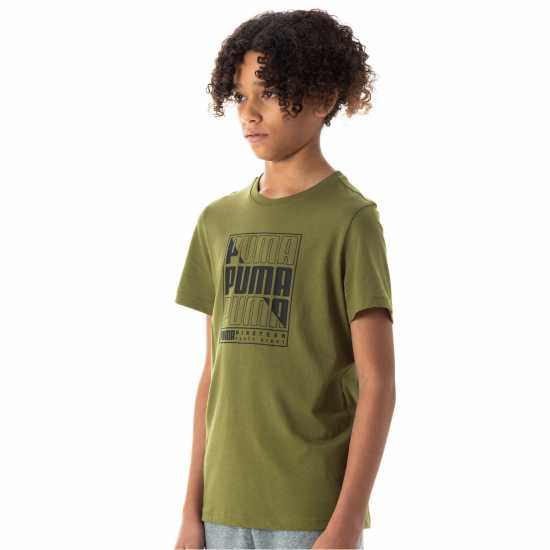 Детски тениски и фланелки Puma Logo T-Shirt Juniors Олива Графика Puma Logo T-Shirt Juniors Олива Графика Детски тениски и фланелки