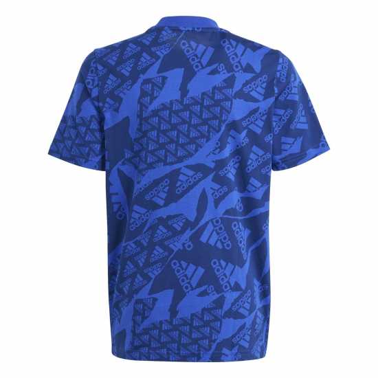 Adidas Essentials Allover Print T-Shirt Junior Boys Синьо Детски тениски и фланелки