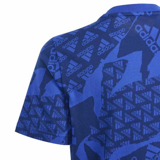 Adidas Essentials Allover Print T-Shirt Junior Boys Синьо Детски тениски и фланелки