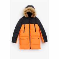 Boys Orange/black Cut And Sew Parka  Детски якета и палта