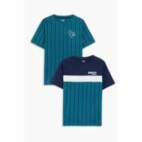 Boys 2 Pack Blue Stripe T-Shirts  Детски тениски и фланелки