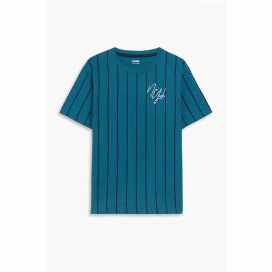 Boys 2 Pack Blue Stripe T-Shirts  Детски тениски и фланелки