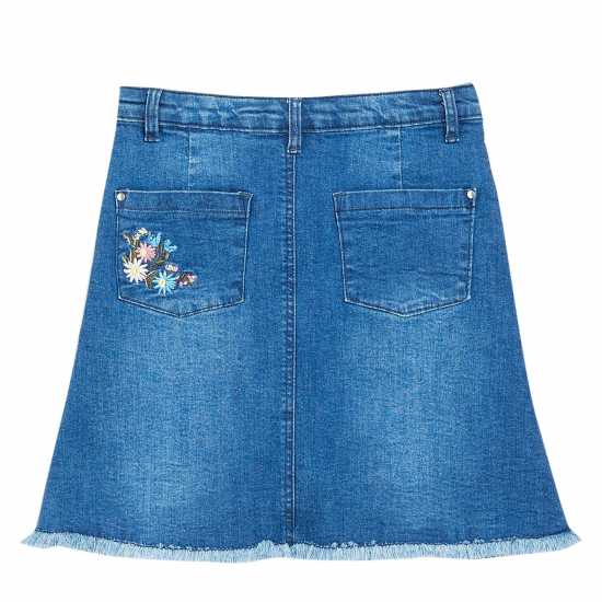 Дънкова Пола Girls Embroided Denim Skirt Blue  Детски поли и рокли