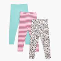 Younger Girls 3 Pack Mixed Leggings  Детски клинове