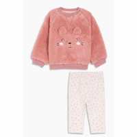 Girl Kitten Borg Sweatshirt And Legging Set Pink  Бебешки дрехи