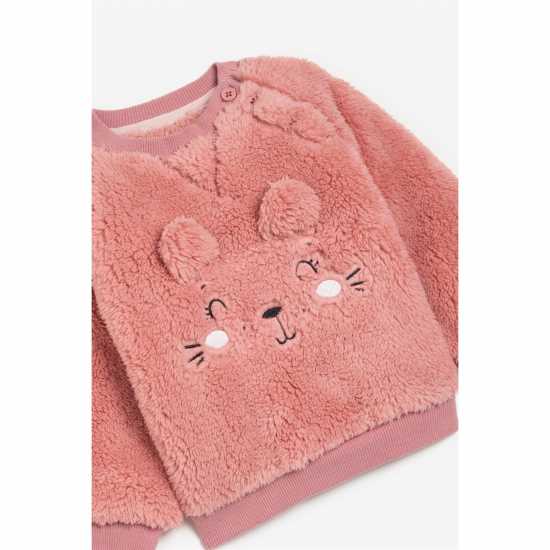 Girl Kitten Borg Sweatshirt And Legging Set Pink  Бебешки дрехи