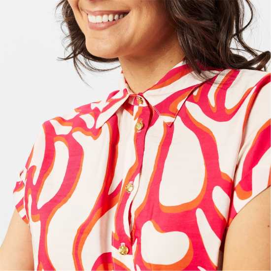 Дамски ризи и тениски Biba Tie Cap Sleeve Shirt Biba Tie Cap Sleeve Shirt Дамски ризи и тениски