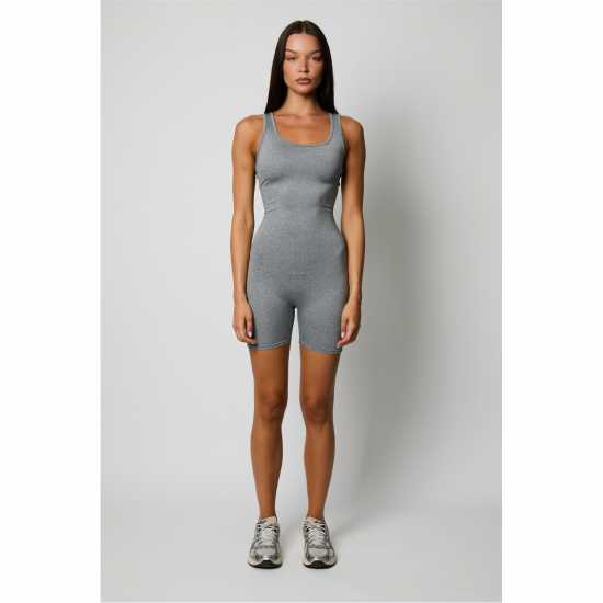 Дамски къси панталони Honeyz Signature Romper Suit Womens Сиво Honeyz Signature Romper Suit Womens Сиво Дамски къси панталони