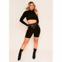 Missy Empire Thickness Slinky Cycling Shorts Черно Дамски къси панталони