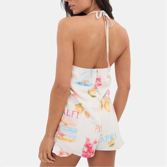 I Saw It First Printed Ruffle Halter Playsuit  Дамски къси панталони
