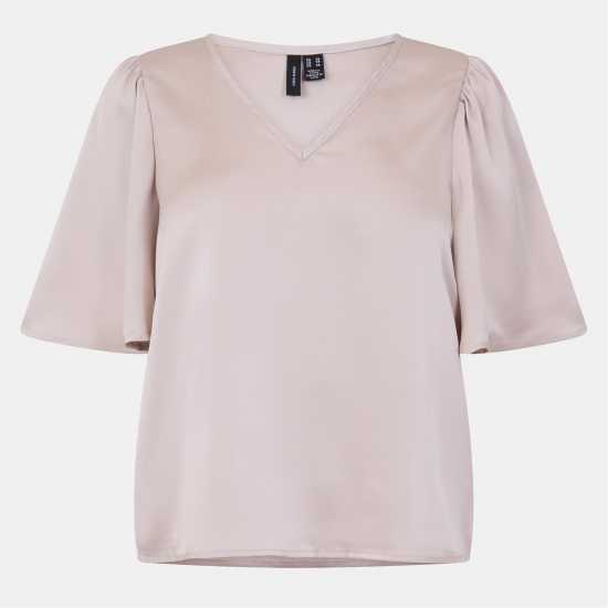 Vero Moda Vm Lovie V-Neck Short-Sleeve Blouse Пумица Камък 