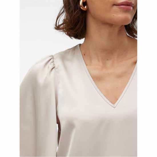 Vero Moda Vm Lovie V-Neck Short-Sleeve Blouse Пумица Камък 