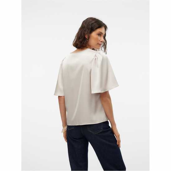 Vero Moda Vm Lovie V-Neck Short-Sleeve Blouse Пумица Камък 
