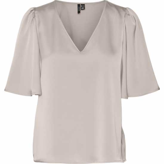 Vero Moda Vm Lovie V-Neck Short-Sleeve Blouse Пумица Камък 