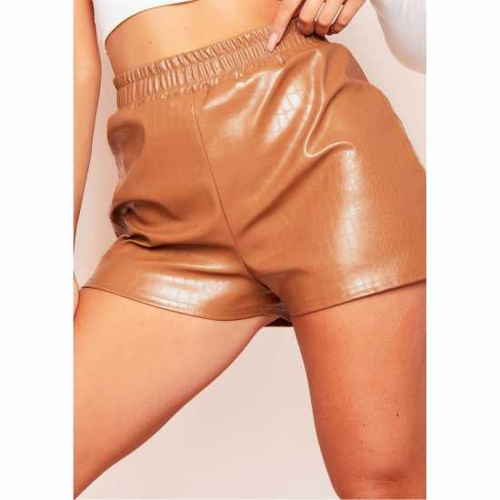 Дамски къси панталони Missy Empire Print Vegan Leather Shorts Missy Empire Print Vegan Leather Shorts Дамски къси панталони