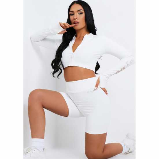 Missy Empire Sport Ruched Bum Gym Shorts Крем Дамски къси панталони
