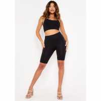 Missy Empire Seamless Cycling Shorts Черно Дамски къси панталони